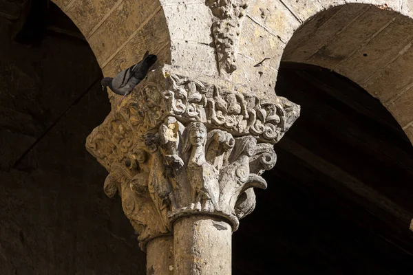 Capitals Romanesque Church Saint Martin Segovia Spain — стоковое фото