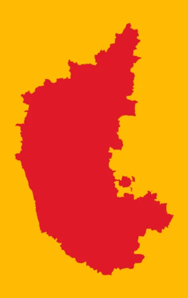 Kırmızılı Karnataka Haritası Sarı Arka Planda — Stok fotoğraf