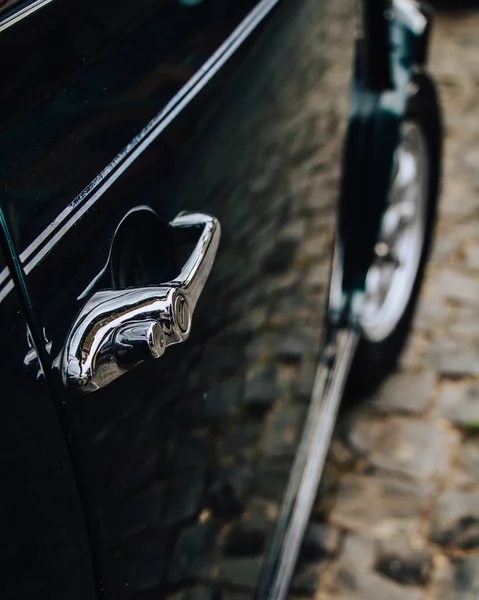 Black Vintage Car Door Handle Lock — Stockfoto