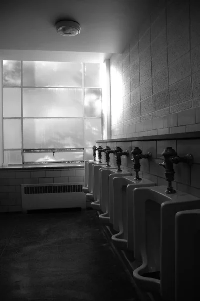Вертикальні Крупним Планом Сірі Чоловічі Ванні Кімнати Туалетною Керамікою — стокове фото