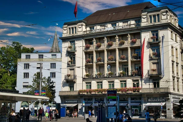 Zurich Switzerland Sep 2021 Vacker Utsikt Över Det Historiska Hotellet — Stockfoto