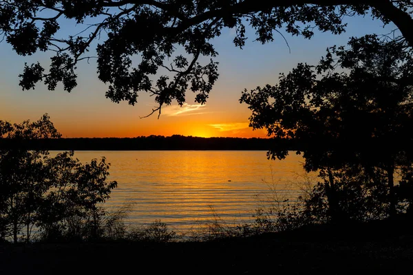Scenery Cloudy Sunset Lake Thunderbird Norman Oklahoma Usa — Stock Fotó