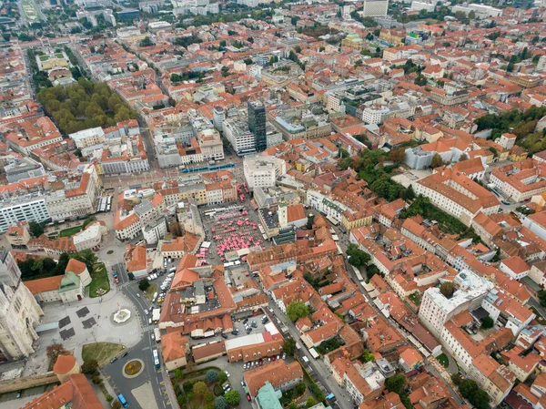 Zagreb Croacia Disparar Con Drón Una Vista Desde Parte Superior — Foto de Stock