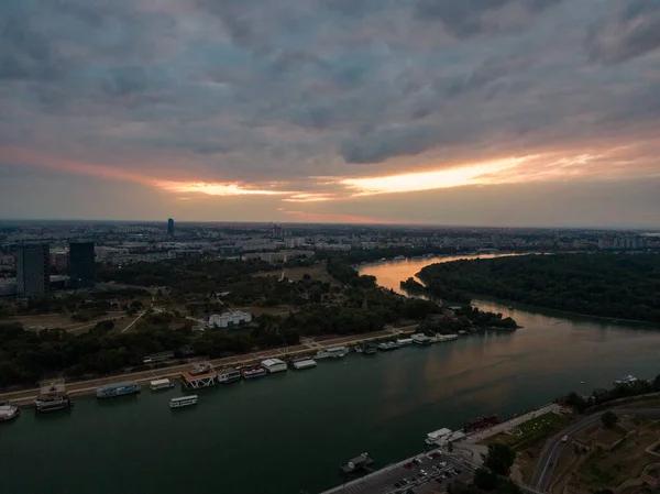 Disparo Lago Zagreb Croacia Disparar Con Drón Una Vista Desde — Foto de Stock