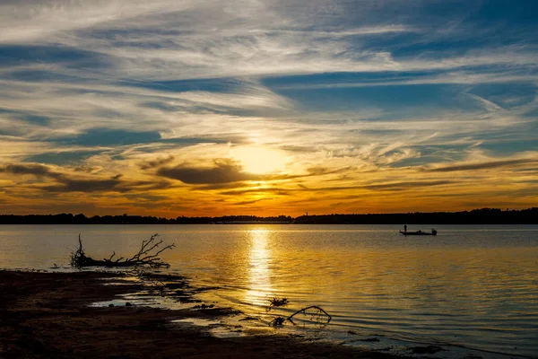 Scenery Cloudy Sunset Lake Thunderbird Norman Oklahoma Usa — Stockfoto
