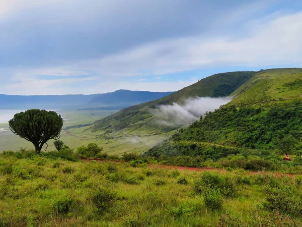 Mesmerizing View Landscape Cloudy Sky Ngorongoro Conservation Area Oloirobi Tanzania — ストック写真