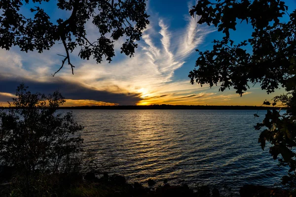 Scenery Cloudy Sunset Lake Thunderbird Norman Oklahoma Usa — Stock Fotó