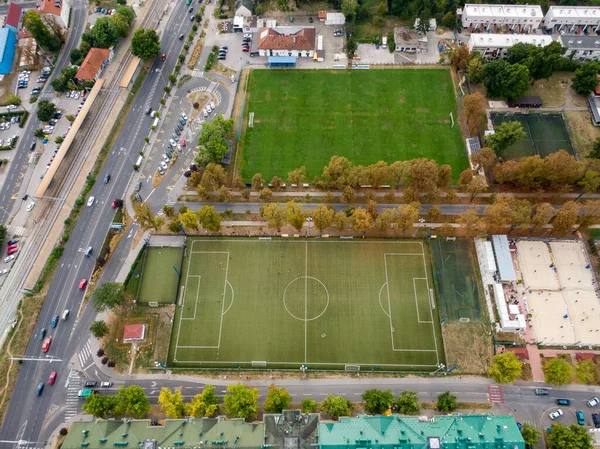 Zágráb Horvátország Lőni Drón Kilátás Tetejéről Football Stadion — Stock Fotó