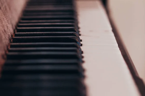 Part Piano Keyboard Blurred Background — стоковое фото