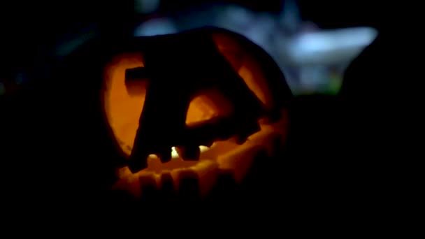 Calabaza Halloween Sobre Fondo Negro — Vídeos de Stock