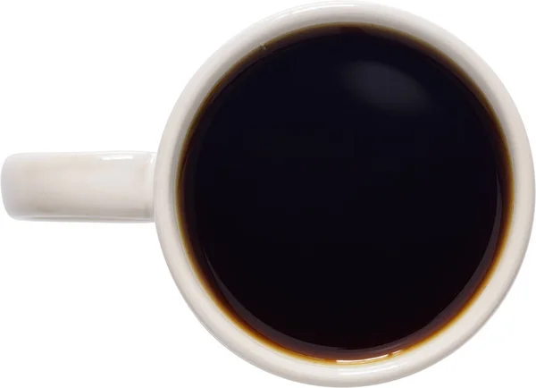 Felső Nézet Egy Csésze Kávé Elszigetelt Fehér Alapon — Stock Fotó