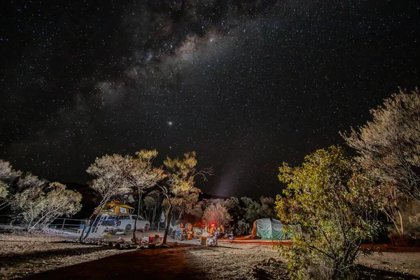 Jardín Bajo Vía Láctea Estrellada Por Noche — Foto de Stock