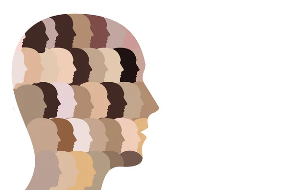 Das Muster Einer Gruppe Unterschiedlicher Menschen Mit Unterschiedlichen Hauttönen Die — Stockfoto