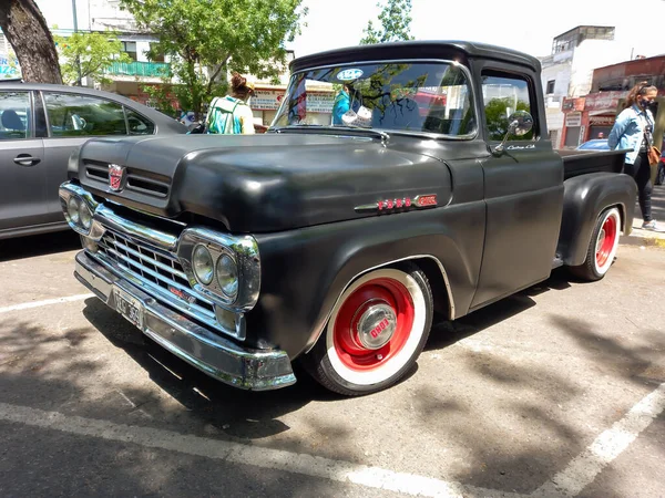 Buenos Aires Argentina Lis 2021 Stary Czarny Samochód Dostawczy Ford — Zdjęcie stockowe