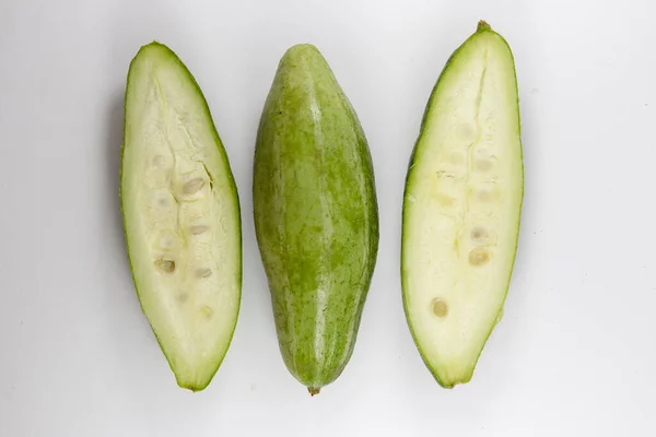 Eine Draufsicht Auf Junge Unreife Gesunde Bio Spitzkürbisse Die Zwei — Stockfoto