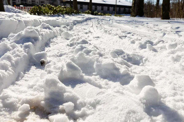 Una Calle Cubierta Nieve Invierno —  Fotos de Stock