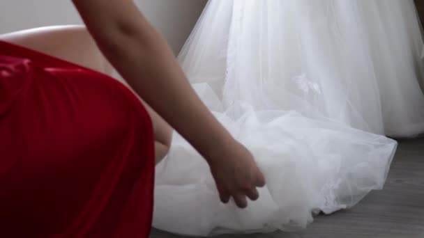 Detailní Záběry Nevěsty Připravující Svatbu — Stock video