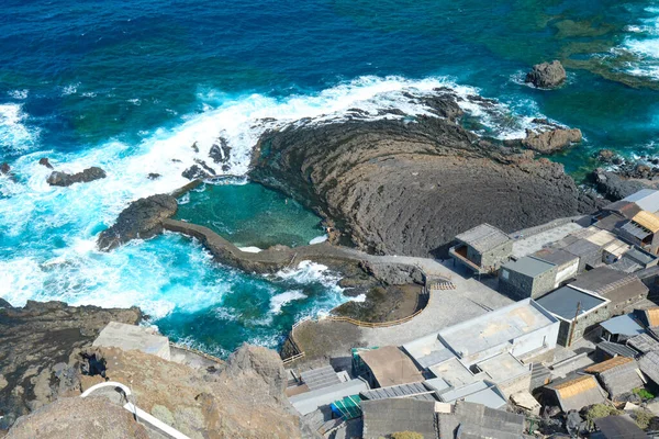 Aldeia Pozo Las Calcosas Hierro Ilhas Canárias Com Mar Azul — Fotografia de Stock