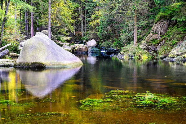 Engagement Island Oker Harz Mountains Large Stones River Bed Autumn — стоковое фото