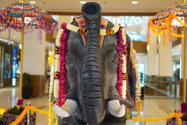 Primo Piano Della Decorazione Dell Elefante Durante Celebrazione Del Diwali — Foto Stock