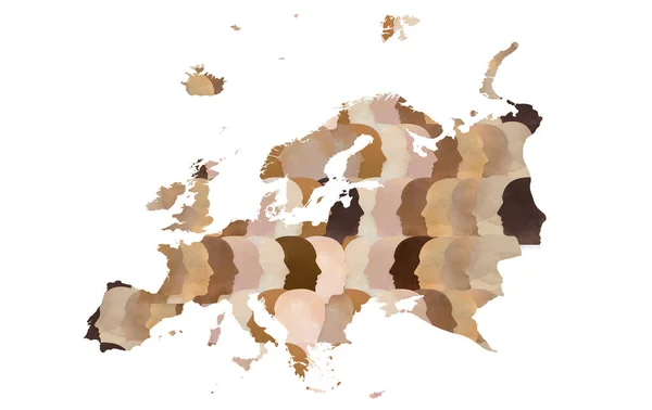 由一群不同肤色的人组成的一种模式 构成了一幅多元文化的地图 — 图库照片