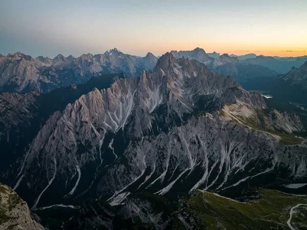 Dech Beroucí Scenérie Meajestic Dolomite Mountains Úsvitu — Stock fotografie
