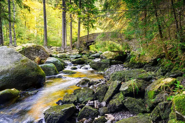 Beautiful Scene Large Stones Oker River Bed Bridge Background Engagement — Stock fotografie