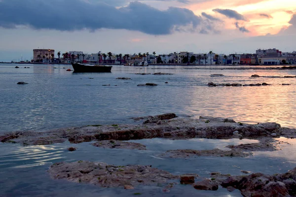 Vue Port Porto Cesareo Une Ville Pêcheurs Dans Salento Dans — Photo