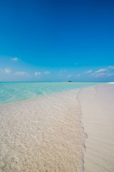 Вертикальний Кадр Чудового Пляжу Бірюзовою Водою Мальдіви — стокове фото