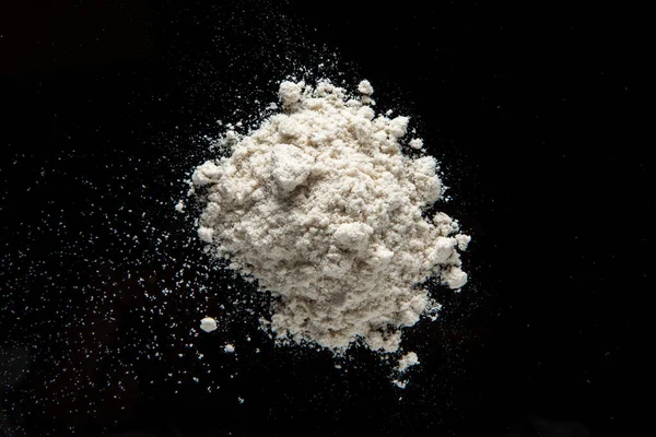 Top View Pile White Powder Extract Medicinal Plant Vegan Cuisine — Fotografia de Stock