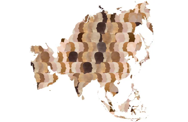 由一群不同肤色的人组成的一种模式 构成了一幅多元文化的地图 — 图库照片