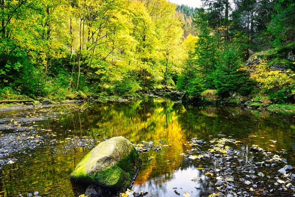 Scenic View Oker River Engagement Island Harz Mountains Large Stones — Stock Photo, Image