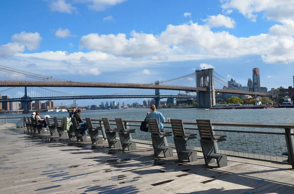 Чудовий Денний Краєвид Бруклінського Мосту Нью Йорк — стокове фото