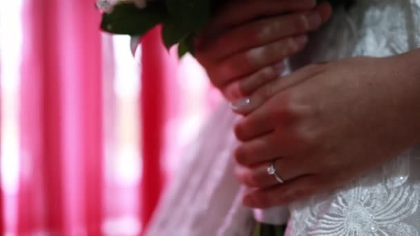 Close Beelden Van Bruid Voor Bereiden Bruiloft — Stockvideo