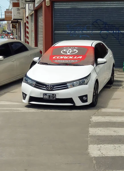 Buenos Aires Argentinien 2021 Japanischer Kompaktwagen Toyota Corolla 2010Er Flagge — Stockfoto