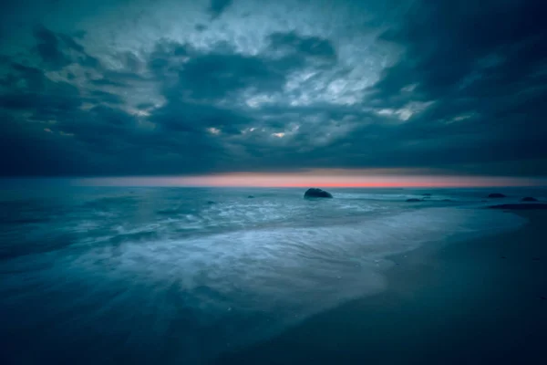 Una Vista Panorámica Del Atardecer Mar Báltico Palanga Lituania — Foto de Stock