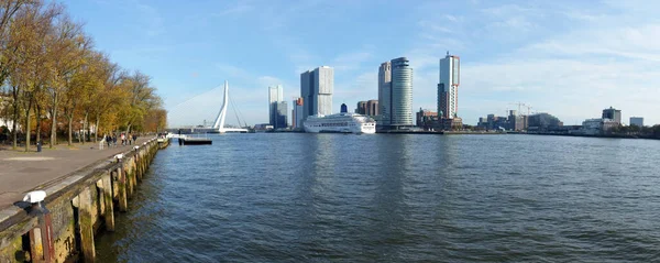 Rotterdam Ολλανδία Πανοραμική Θέα Στον Ποταμό Muese Αριστερά Ιστορικό Λιμάνι — Φωτογραφία Αρχείου