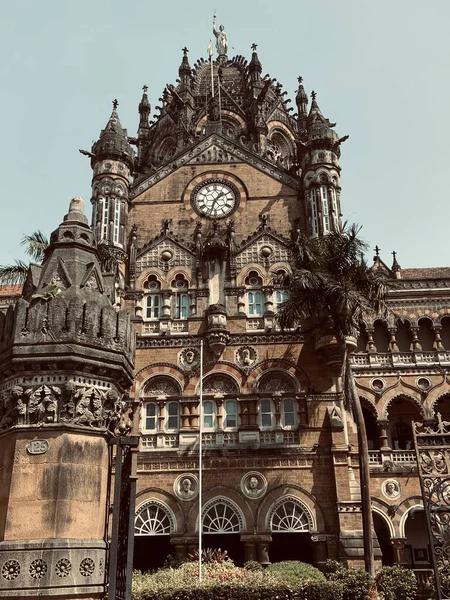 Egy Függőleges Felvétel Chhatrapati Shivaji Maharaj Terminusról Mumbaiban Indiában — Stock Fotó