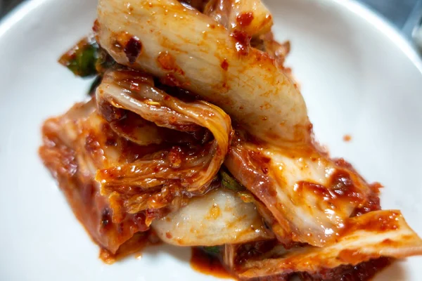 Uma Vista Superior Prato Coreano Kimchi — Fotografia de Stock