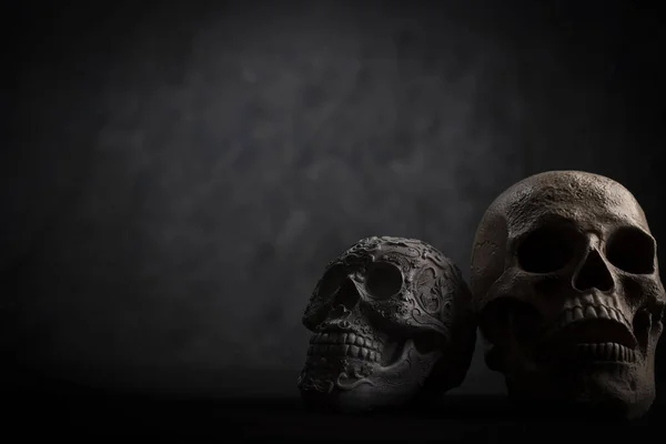 黒い背景の頭蓋骨のクローズアップ — ストック写真
