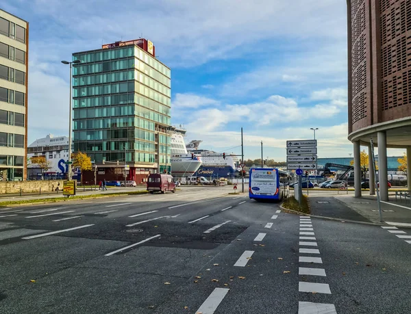 Kiel Německo Října 2021 Pohled Ulici Budovu Společnosti Port Kiel — Stock fotografie