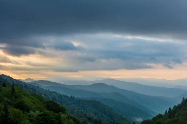 Krásná Scenérie Národního Parku Velké Kouřové Hory Tennessee Při Západu — Stock fotografie