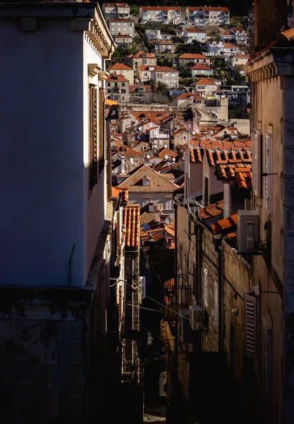 Plano Vertical Los Edificios Históricos Tejas Dubrovnik Croacia — Foto de Stock