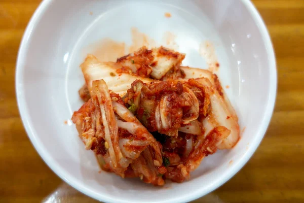 Una Vista Superior Plato Coreano Kimchi — Foto de Stock