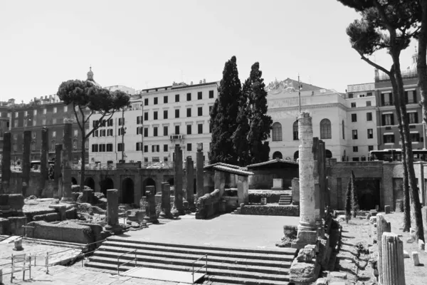 Uma Foto Tons Cinza Largo Torre Argentina Dia Ensolarado Roma — Fotografia de Stock