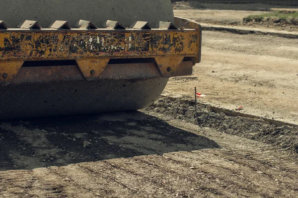 Een Close Van Een Industriële Bulldozer Weg Reparatie Faciliteit Graafmachine — Stockfoto