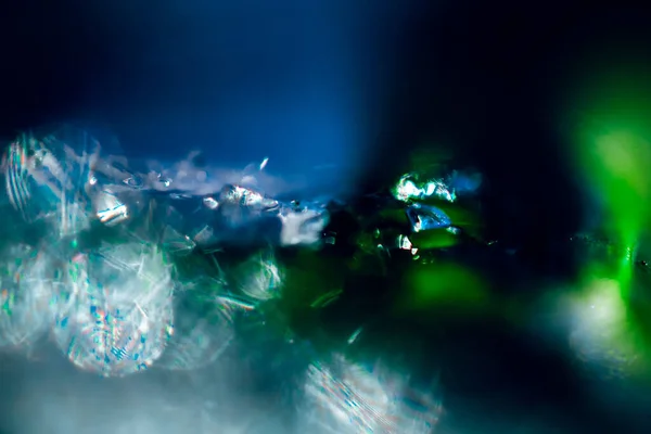 Макрозйомка Невеликих Морозів Синіми Зеленими Яскравими Вогнями — стокове фото