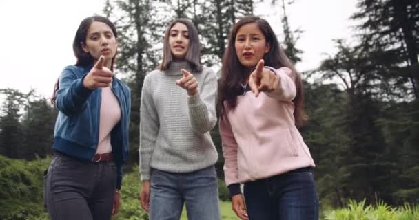 Amies Passent Temps Ensemble Dans Forêt — Video