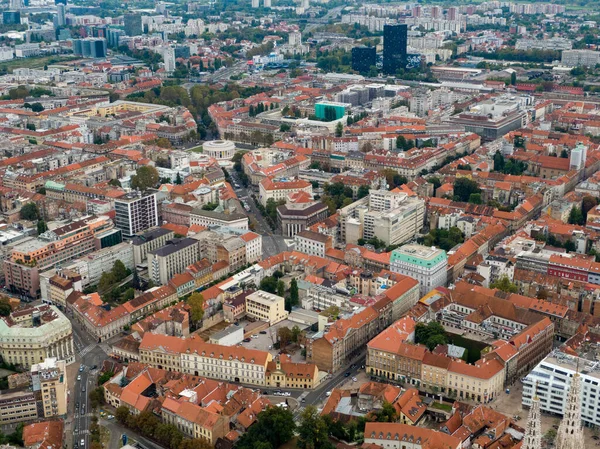 Drone Shot Beautiful City Zagreb Croatia Red Roof Buildings — Φωτογραφία Αρχείου