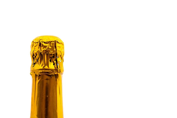 Bottleneck Champagne Prosecco Nebo Šumivé Víno Izolované Bílém Pozadí Kopií — Stock fotografie